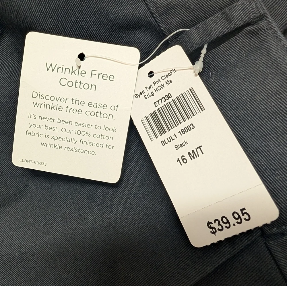 L.L. Bean Classic Bayside Fit Size 16 M/T Women's Straight Leg Black Pants New